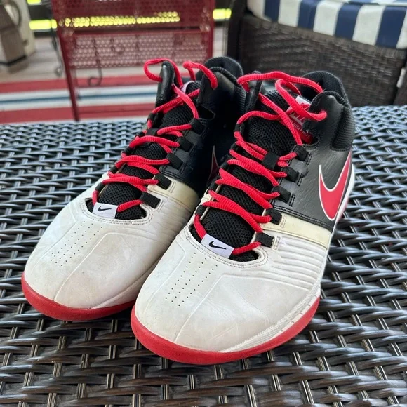 NIKE ? Men’s Red & Black AIR Visi Pro 5 High Top Leather Basketball Shoes - 11 Nike Men main image 3